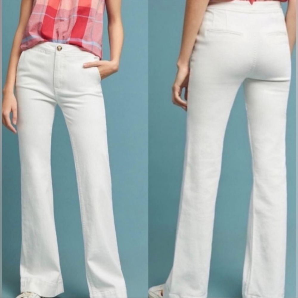 Anthropologie Pilcro & The Letterpress White High-Rise Bootcut Jeans Size 30